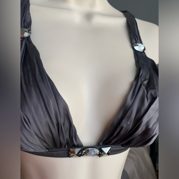 I D sarrieri gray silk with jewel detail bra - Picture 3 of 6